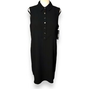 TAHARI Arthur S. Levine Black Sleeveless Collard Stretchy  Dress | Size 8